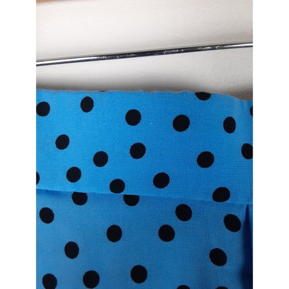 Zara Womens Blue Black Polkadot Pull On Wide Leg Cropped Pants Pockets L - Picture 7 of 7